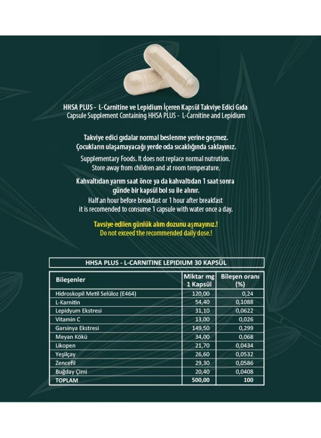 أتش أتش أس كبسولات ليبيديوم العشبية A Plus L-Carnitine لدعم الصحة اليومية والطبيعية - Image 4